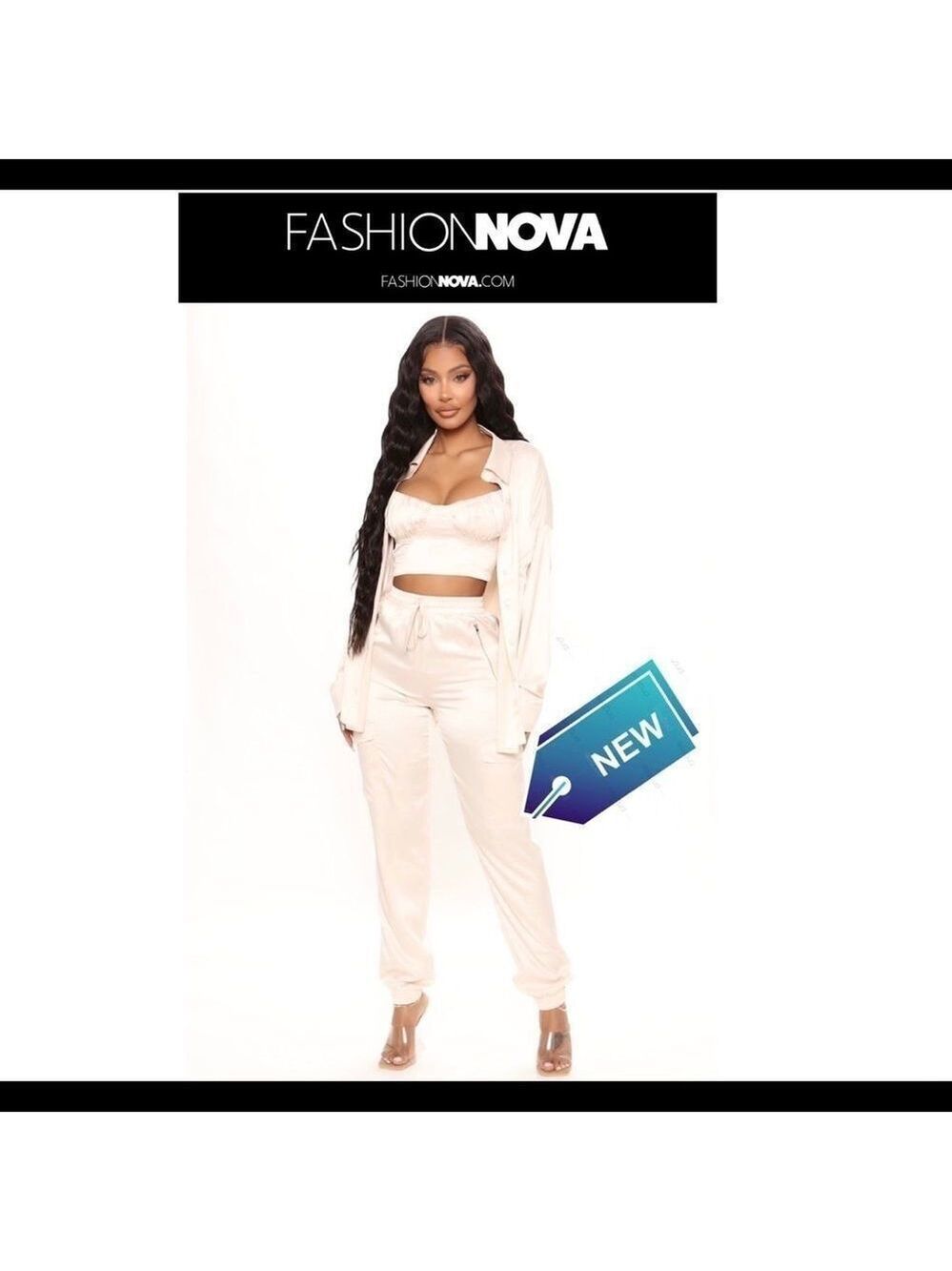 Fashionnova Deep In Love PU Jogger - Ivory Sz S
